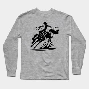 Rodeo Cowboy Riding Bronco Long Sleeve T-Shirt